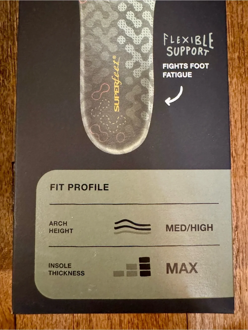 Superfeet Run High-Arch &!Hike Cushion Insoles - 2 pairs - size E
